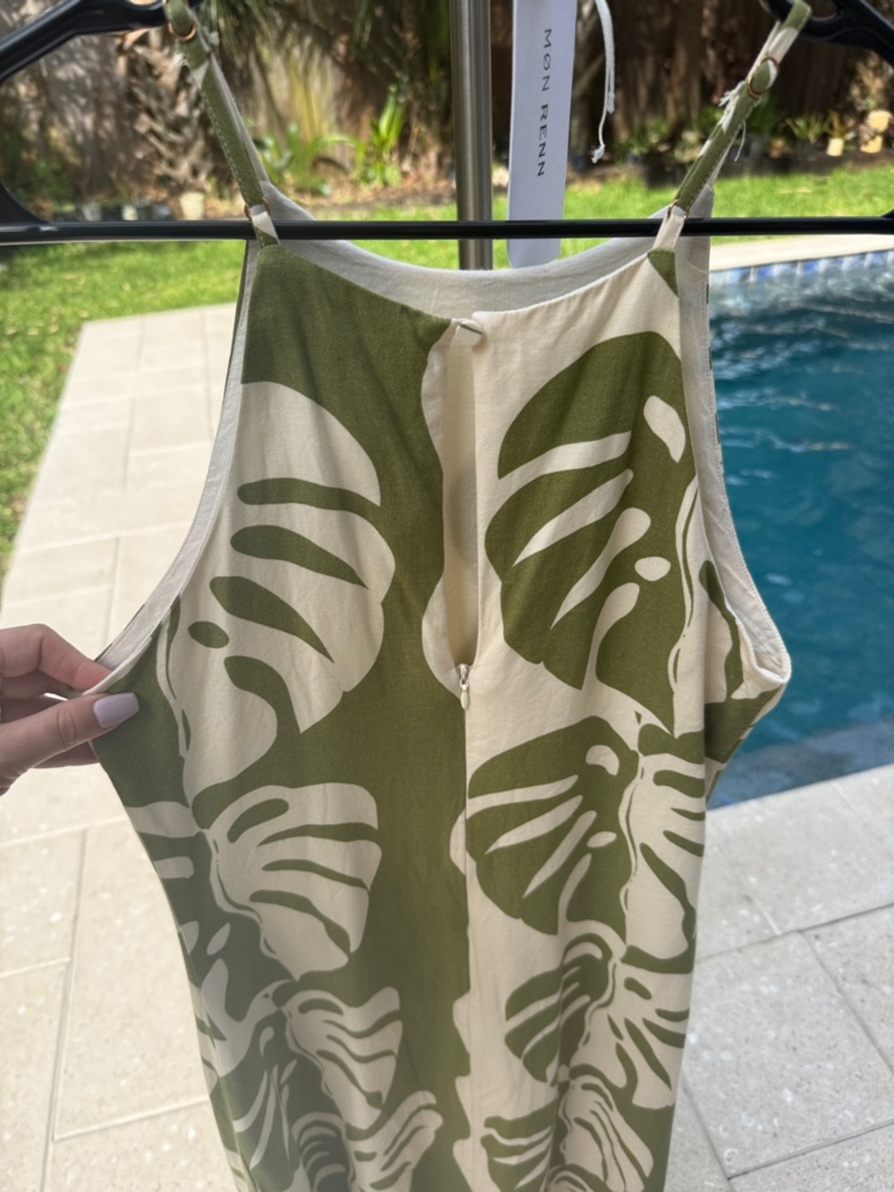 MonRenn Midsummer Palm Apron Dress - Green & White - Picture 5 of 10